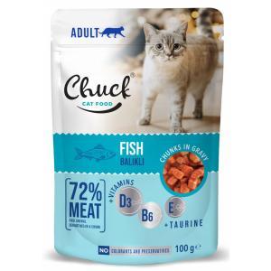 Chuck Pouch Adult with Fish konsevi kaķiem ar zivi 100 gr 