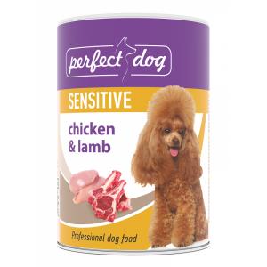 Perfect Dog konservi jutīgiem suņiem ar jēra un vistas gaļu 400g
